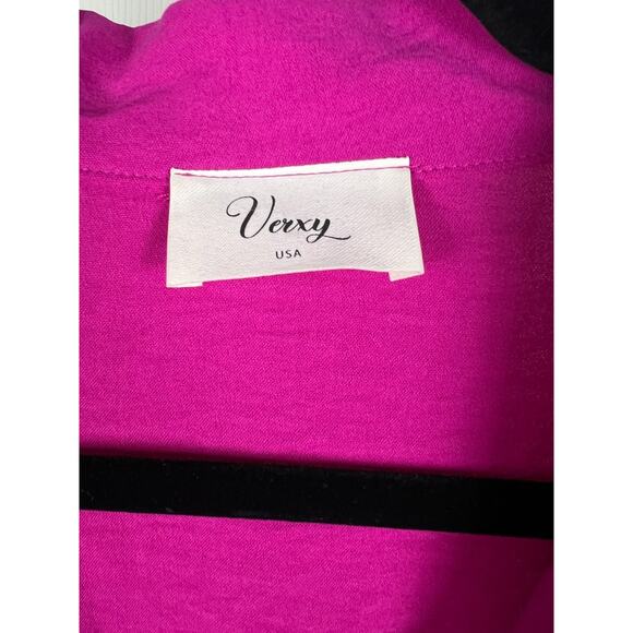 Verxy 3X Womens Pink Short Sleeve Blouse Shirt Dress Tie Front Knee Length - Picture 3 of 8